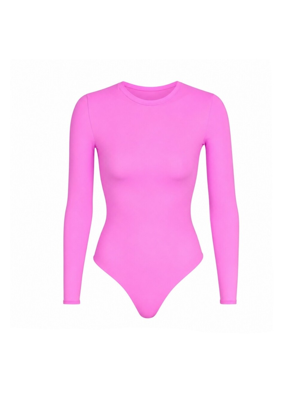 SKIMS Fits Everybody Long Sleeve Crew Neck Bodysuit in Neon Orchid Pink